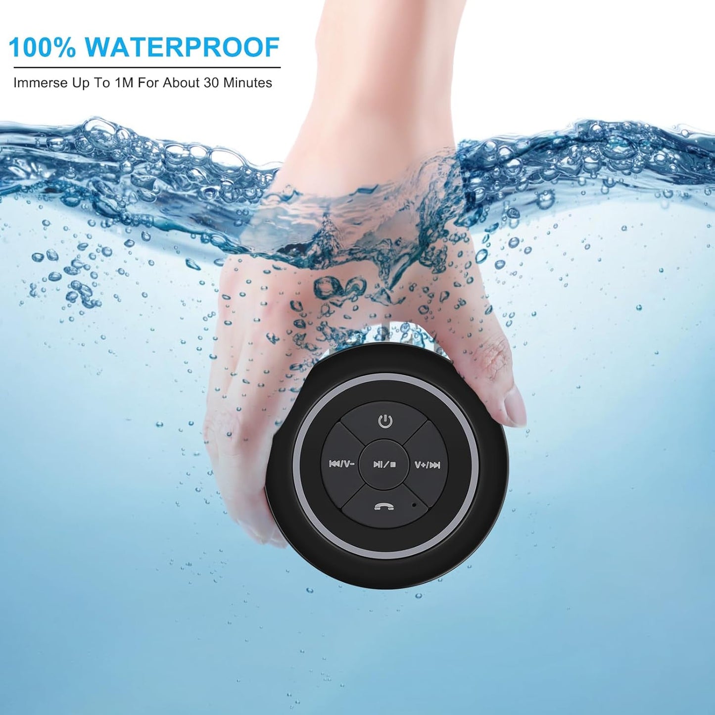 ShinFX™️Premium Wireless Waterproof Mini Bathroom Speakers | 8H NON STOP BATTERY LIFE | SUPER POWERFUL SUCTION CUP