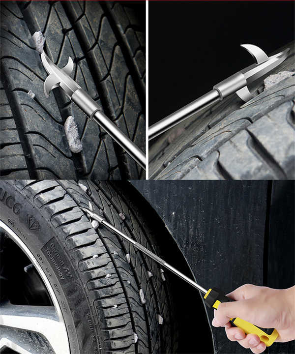 TreadHead® 2-in-1 Tire Cleaning & Stone Removal Tool – Heavy-Duty Ergonomic Grip, Detachable Head, Multipurpose for Car & Bike Tire Care